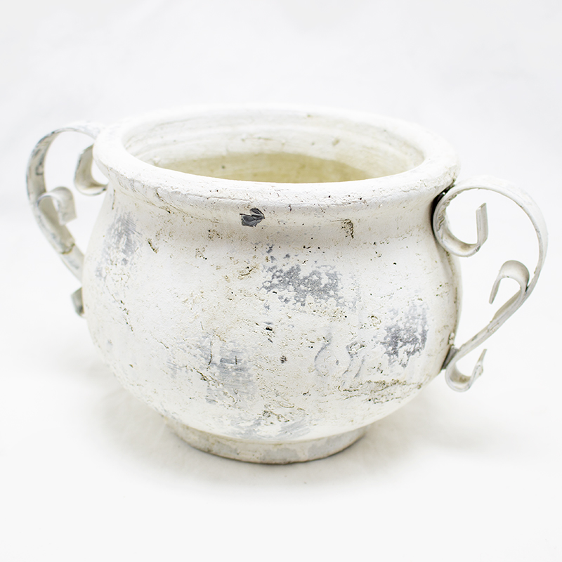 Vaso Cerâmica Cinza C/Asas 25/14cm