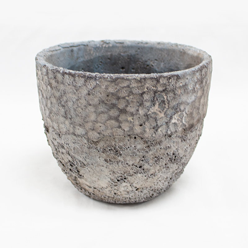 Vaso Cerâmica C/ Relevos 15 x 13cm Preto/Cinza