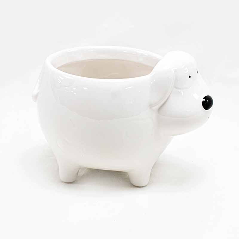 Vaso Cerâmico em forma de Cão 11cm