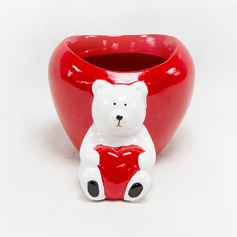 Vaso Cerâmica com Ursinho 16 x 10cm