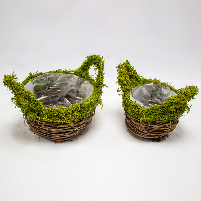 Conjunto de cesto com asa decorados com Musgo