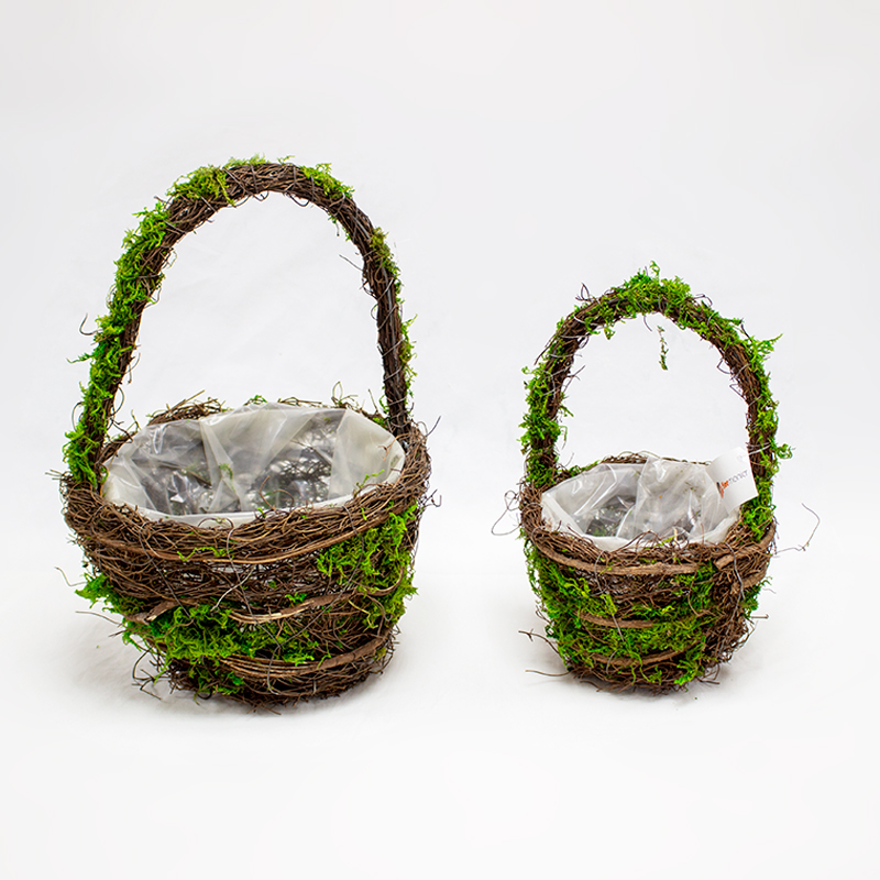 Conjunto de cestos com asa decorados com Musgo