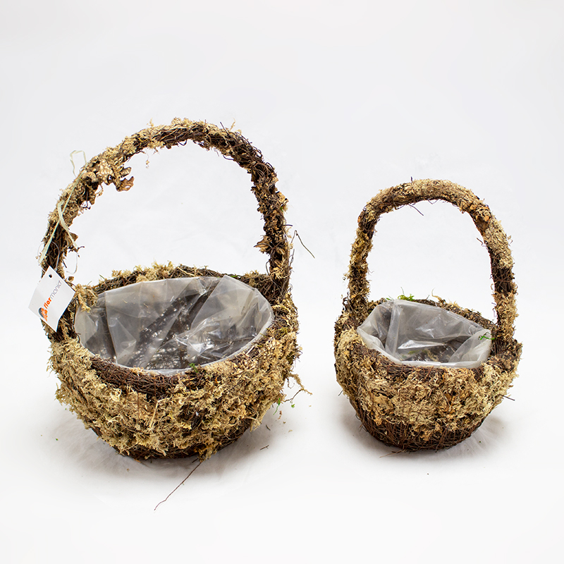 Cestos com Musgo redondo natural - Conjunto de 2