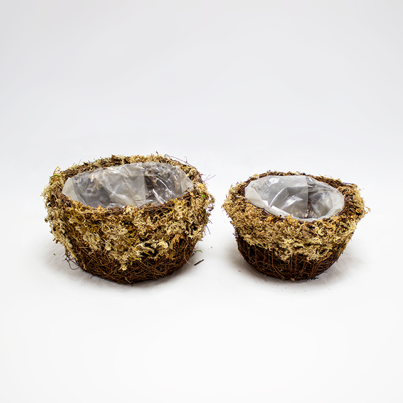 Cestos com Musgo redondo natural - Conjunto de 2