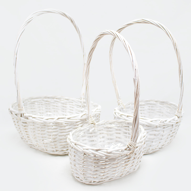 Cesto Oval C/Asa Branco 35x51/30x46/24x41 (3Un)