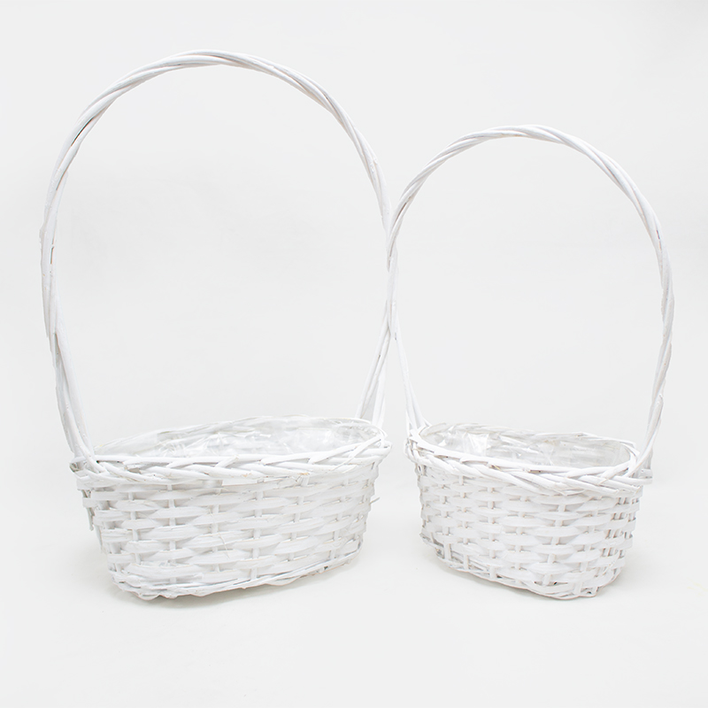 Cesto Oval C/Asa Branco 28x21/23x16  (2Un)