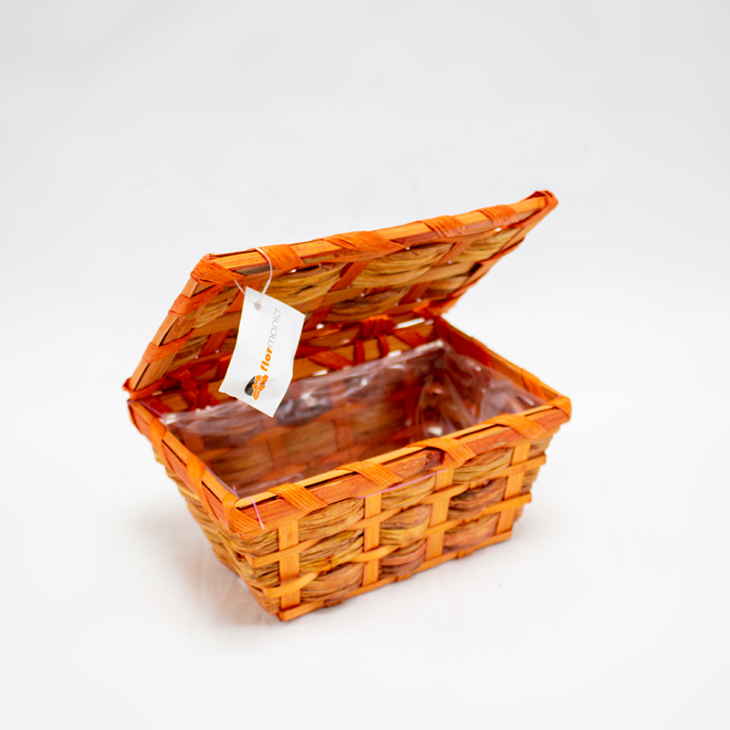 Cesto Retangular C\ Tampa 18 x 12 cm Laranja