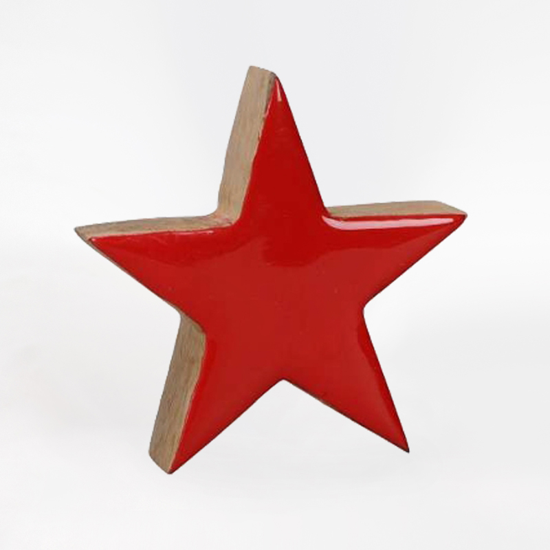 Estrela de Madeira 20cm Vermelha