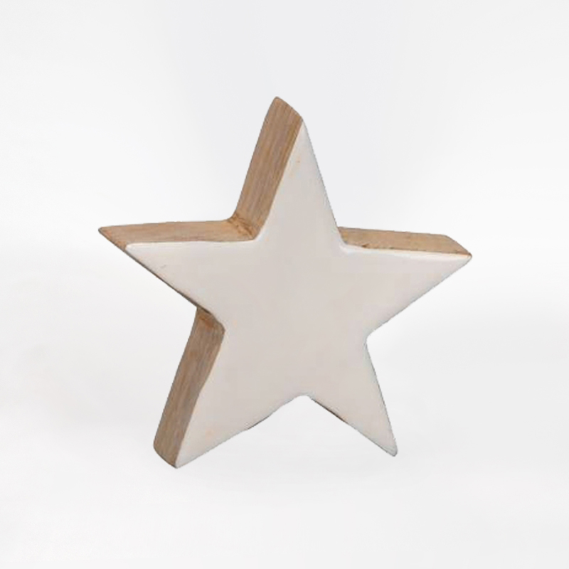 Estrela de Madeira 10cm Branca