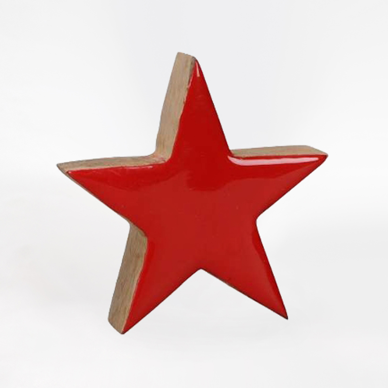 Estrela de Madeira 10cm Vermelha
