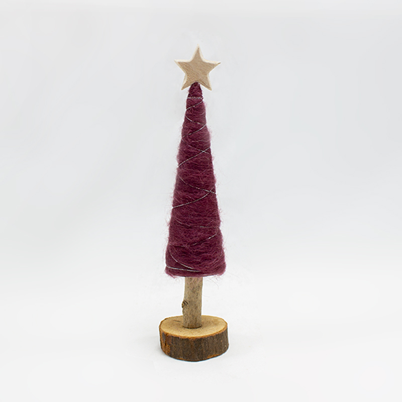 Arvore de Natal Lã 24cm Bordeaux