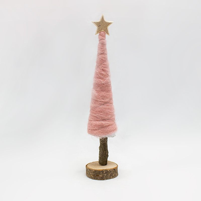 Arvore de Natal Lã 31cm Rosa