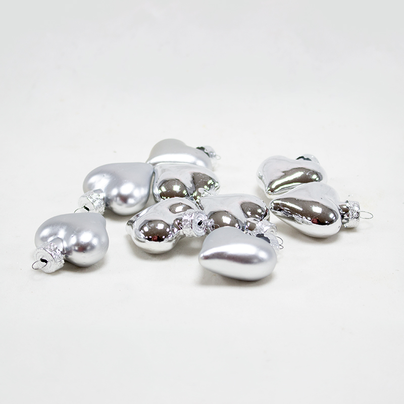 Corações de Natal Prata 4cm ( 10 Un.)