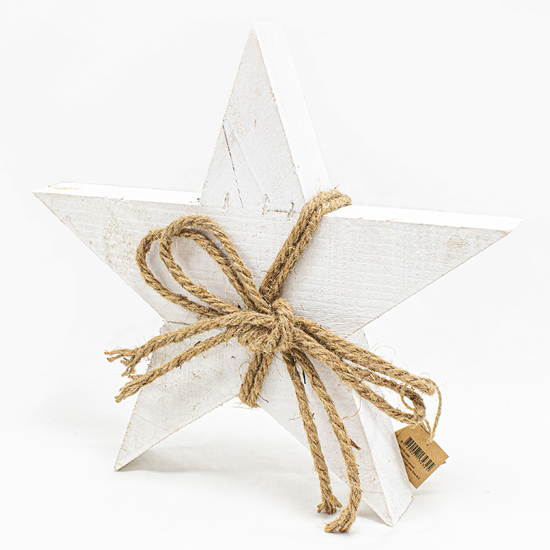 Estrela de Madeira 29cm Branca
