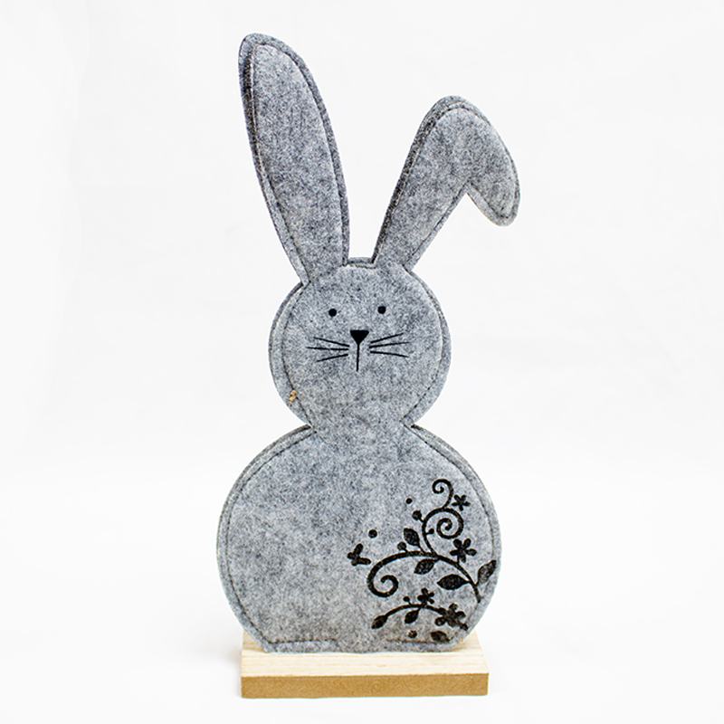 Coelho Feltro C/ Base Mad. (Un) Cinza