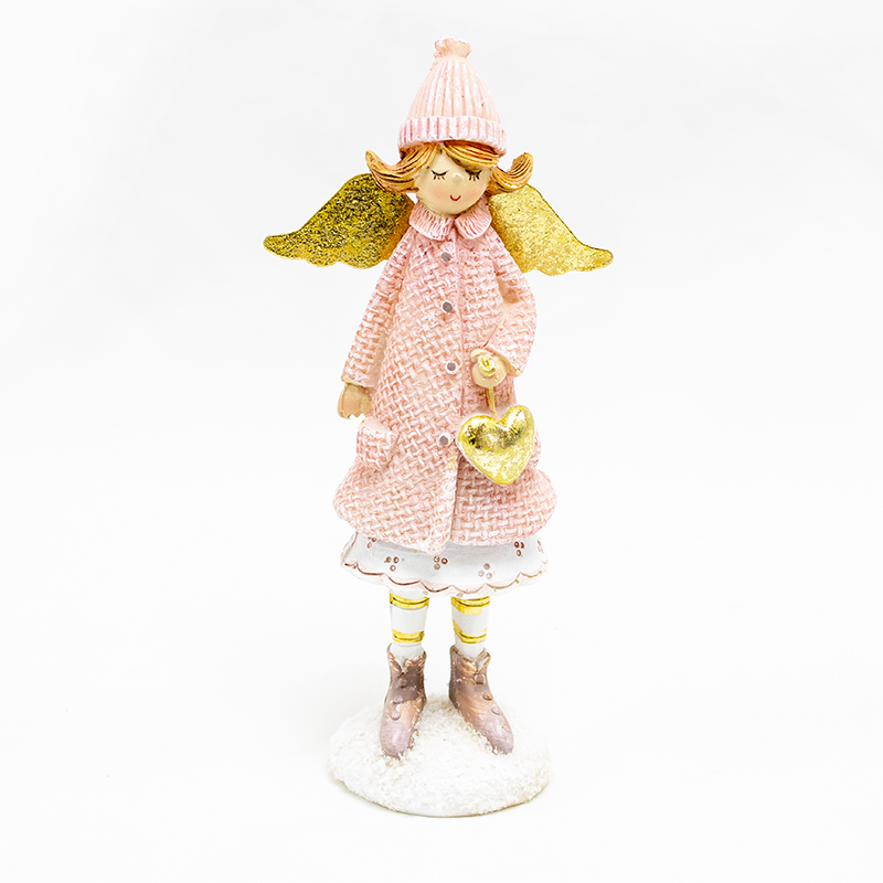 Anjo de Pé Rosa/Dourado 7 x17cm