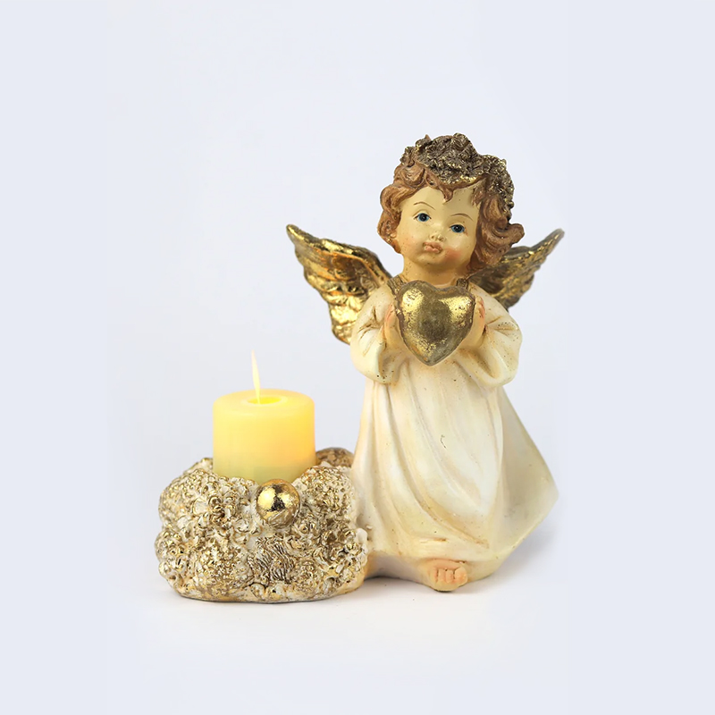 Anjo C/ Vela Branco+Ouro 16.5cm (Un) A