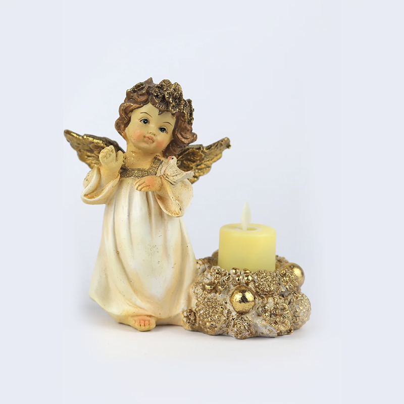 Anjo C/ Vela Branco+Ouro 16.5cm (Un) B