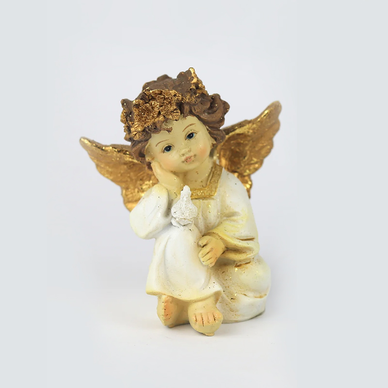 Anjo Sent. Branco+Ouro 12cm (Un) A