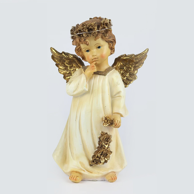 Anjo de Pé Branco+Ouro 26.5cm (Un) A