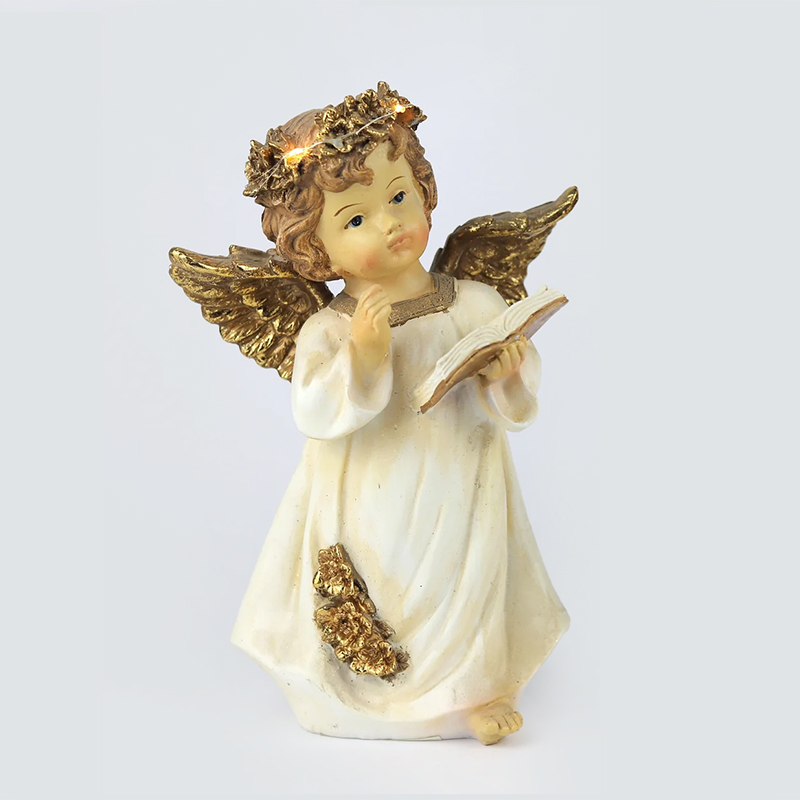 Anjo de Pé Branco+Ouro 26.5cm (Un) B