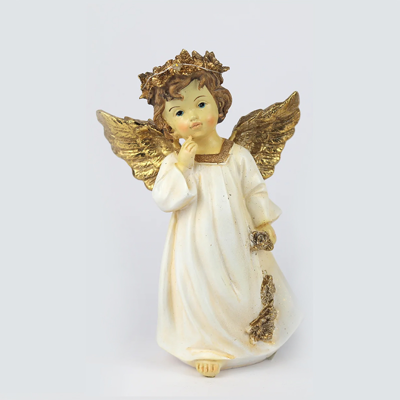 Anjo de Pé Branco+Ouro 21cm (Un) A