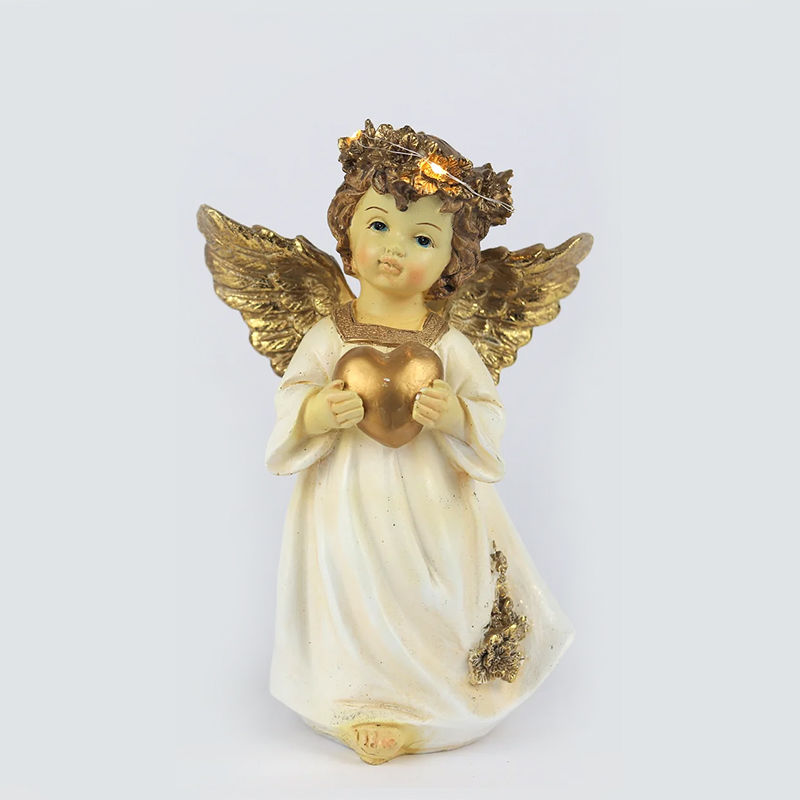 Anjo de Pé Branco+Ouro 21cm (Un) B