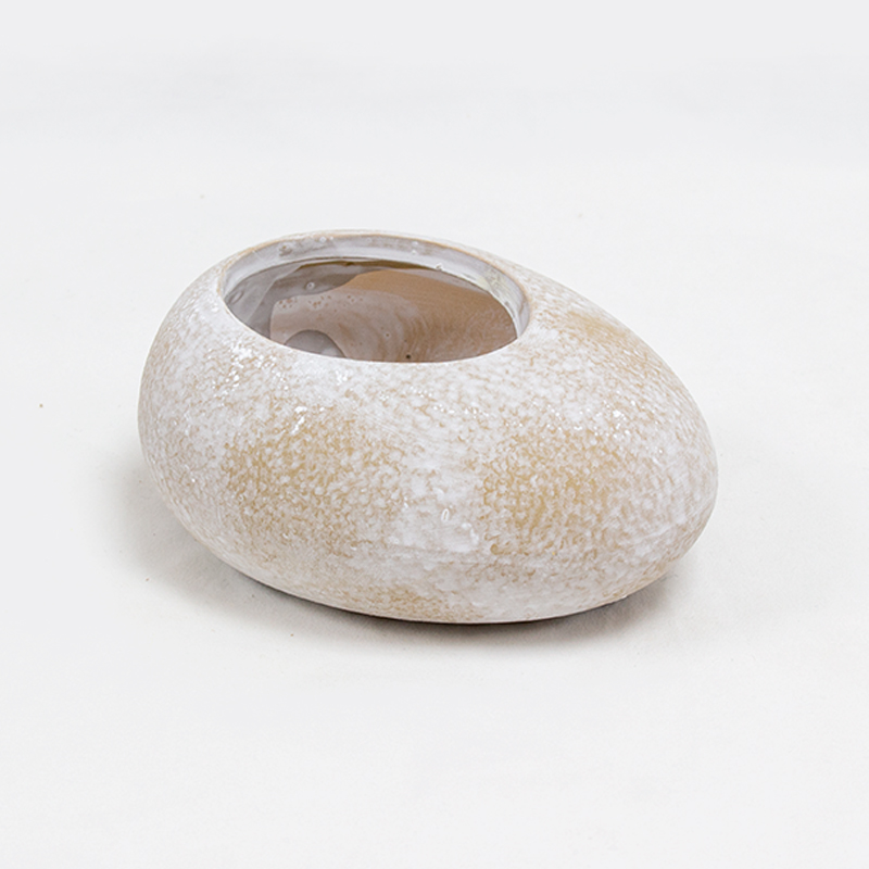 Pedra Cerâmica Vaso 12 x 5cm Branco