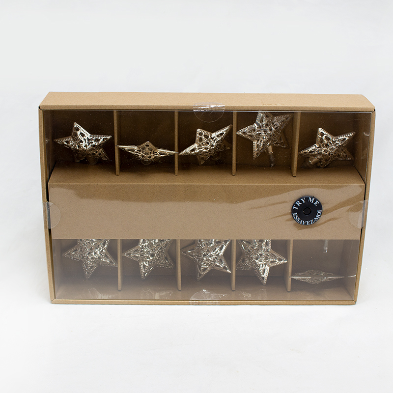 Luzes de Natal - Estrelas Prata 6cm ( 10 Un.)