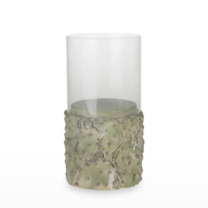 Candelabro Cimento C/Vidro 13x23  Verde