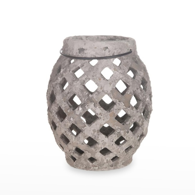 Lanterna Ceramica 15.5 x18.5 Cinza