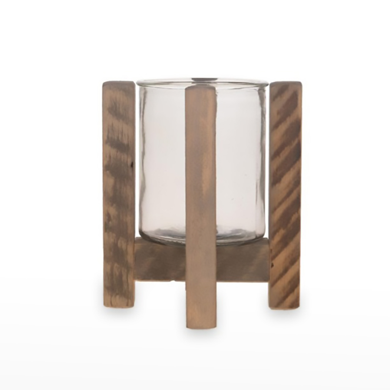 Lanterna de Madeira e Vidro 17 x21  Natural