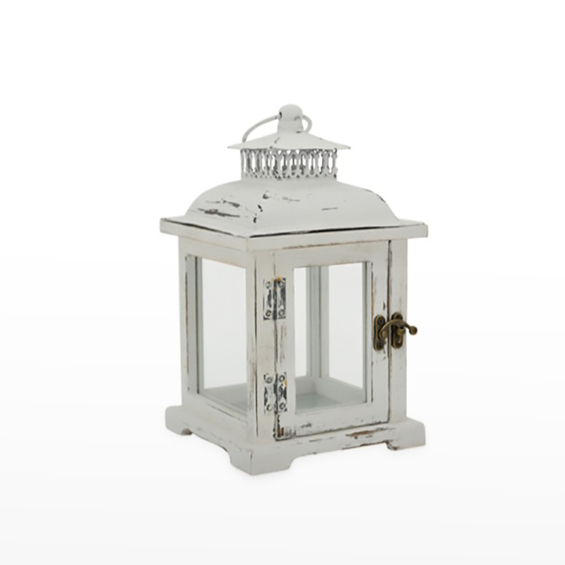 Lanterna Metal 15x26cm Branco Antigo