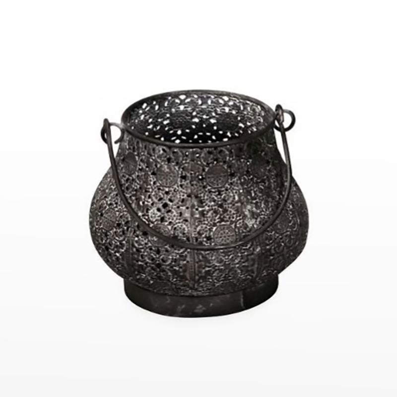 Lanterna Metal C/Flores 14x12 Cinza Escuro