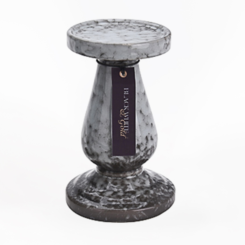 Candelabro Cerâmica 15cm Cinza Vitrificado