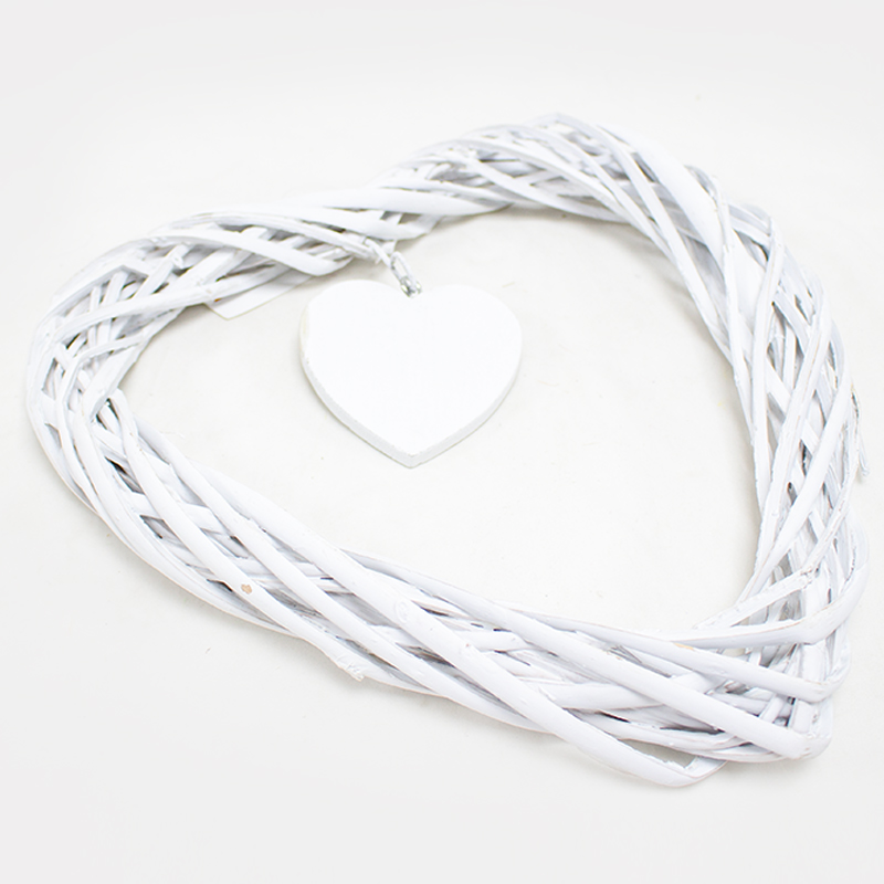 Coração Madeira 30cm Branco (Un)