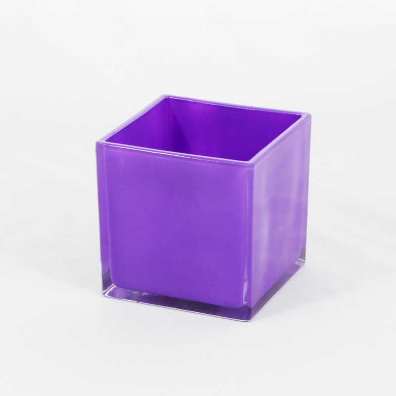 Cubo de vidro pintado - 12cm