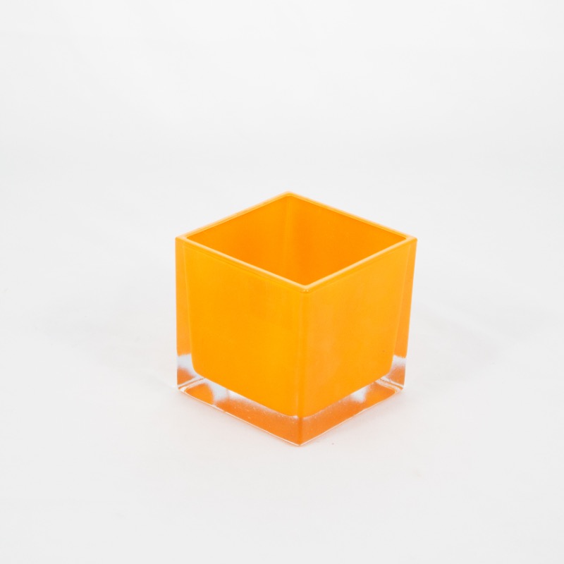 Cubo de vidro pintado - 10cm