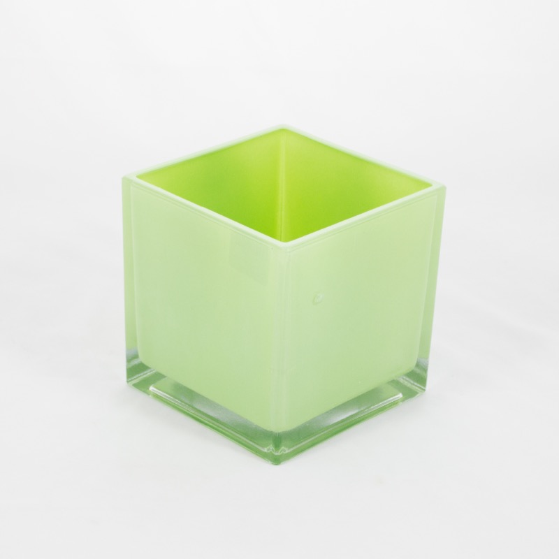 Cubo de vidro pintado - 14cm