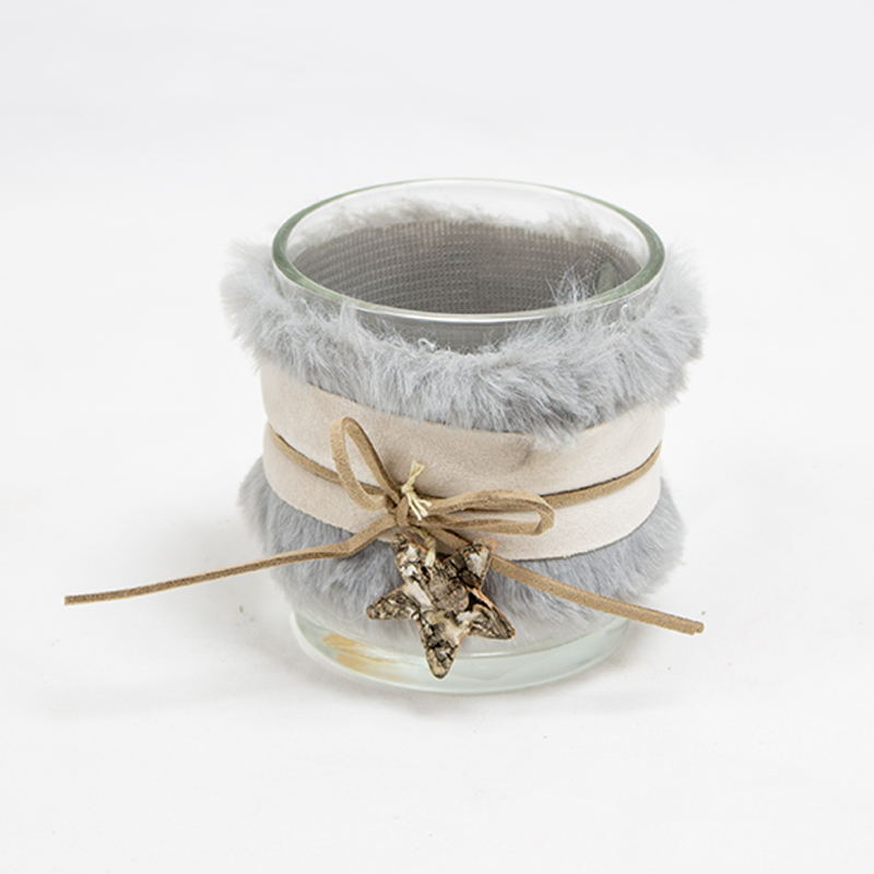 Copo Mini ciom Fita Veludo 7.3 x 8cm Cinza