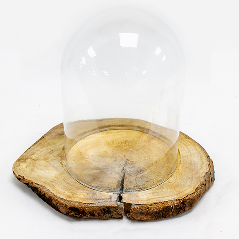 Redoma de Vidro C/Base Madeira 18 x 28cm