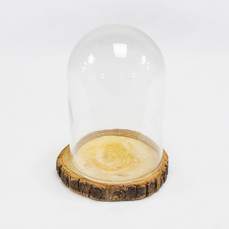 Redoma de Vidro C/Base Madeira 13 x 17.5cm