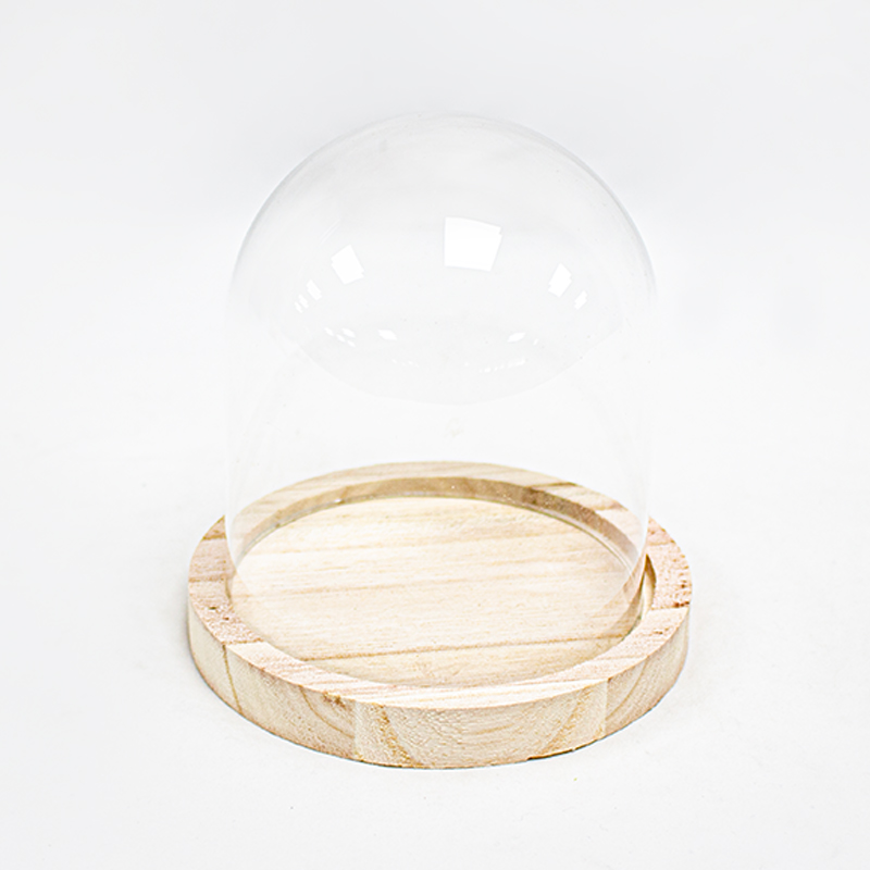 Redoma de Vidro C/Base Madeira 12 x 13cm