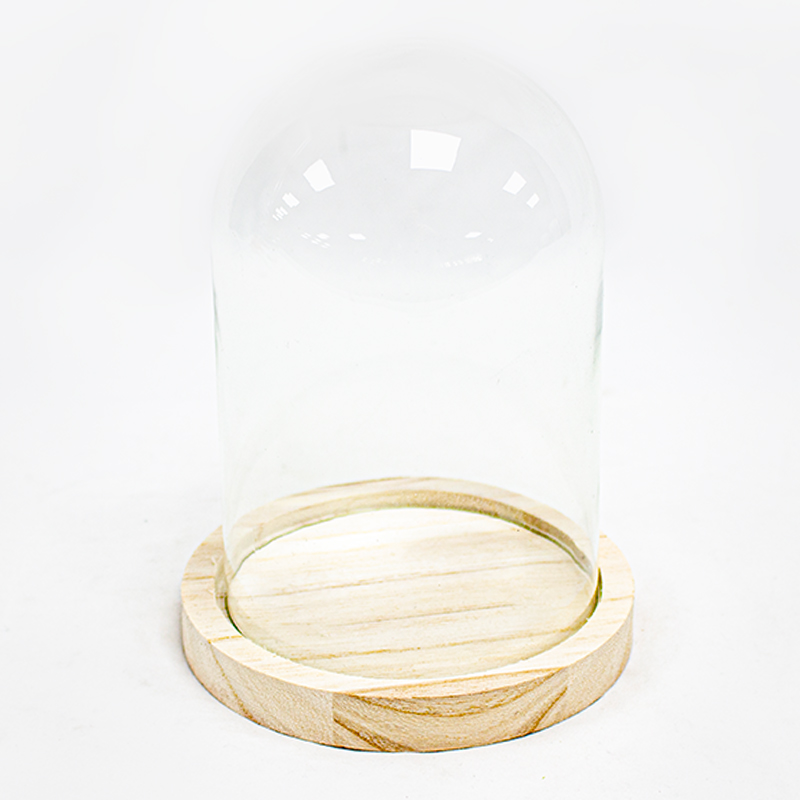 Redoma de Vidro C/Base Madeira 12 x 17cm