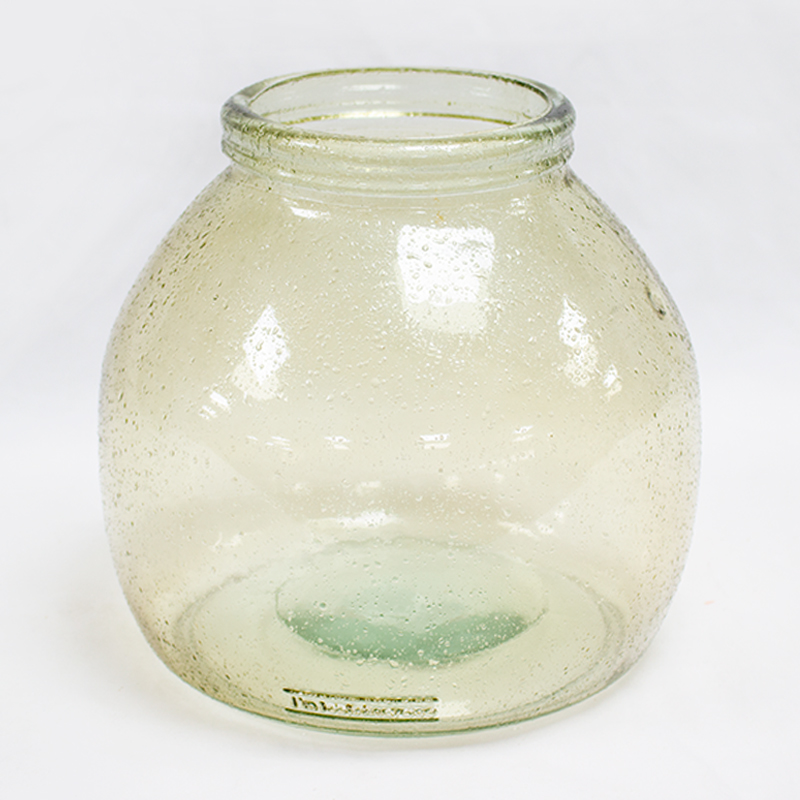 Vaso Vidro com Relevo 21 x 20cm Beje