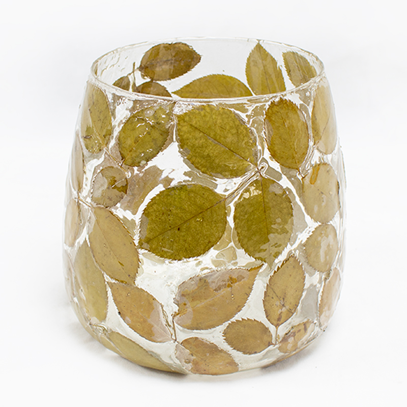 Base Vidro C/ Folhas 15 x 15cm