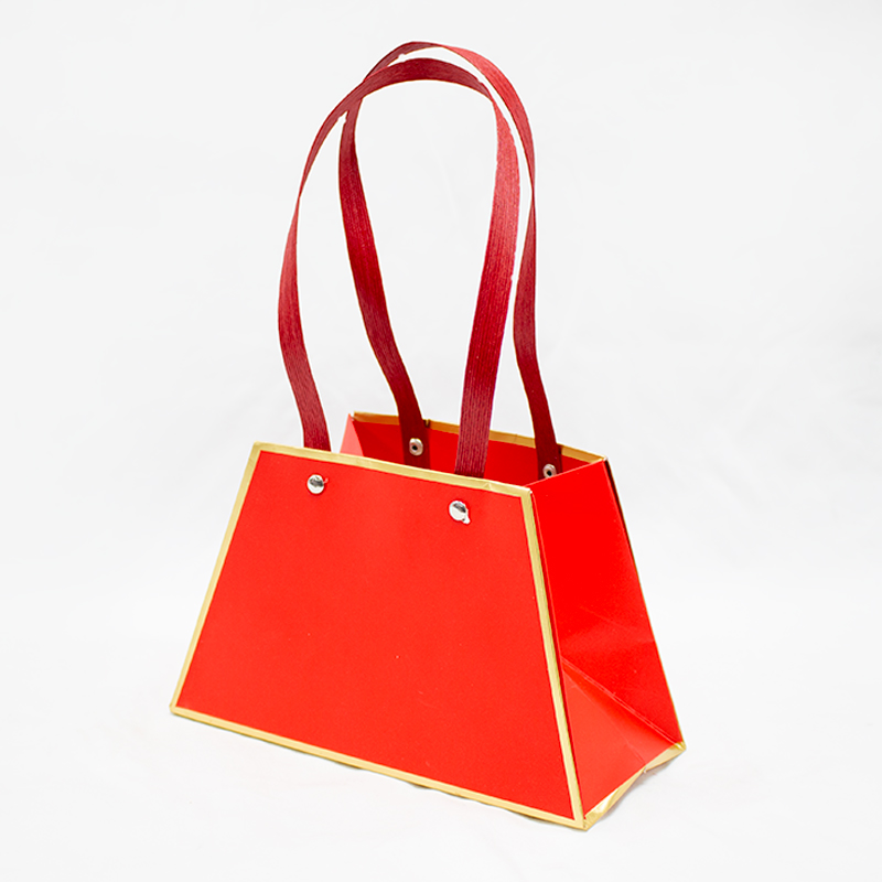 Mala Papel 13 x 21cm (Un)  Vermelha e Dourada