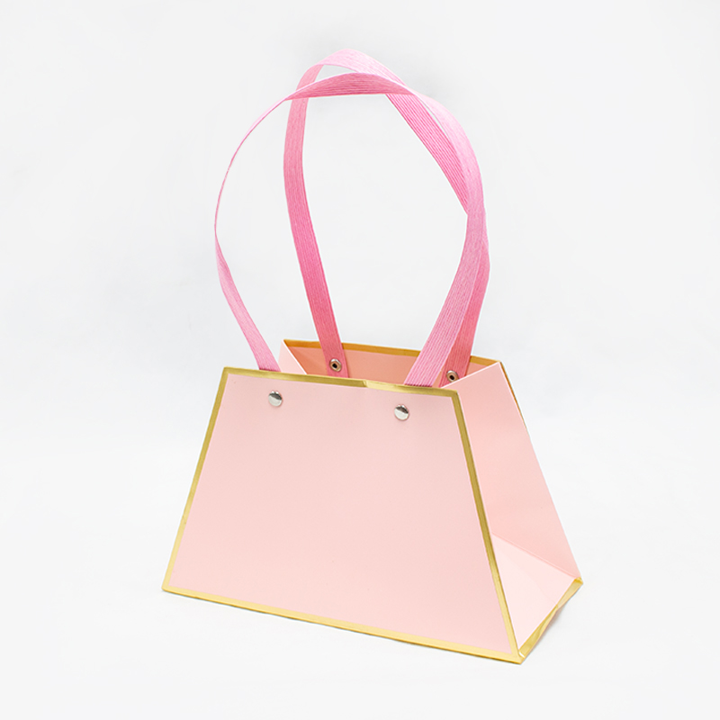 Mala Papel 13 x 21cm (Un) Rosa e Dourada