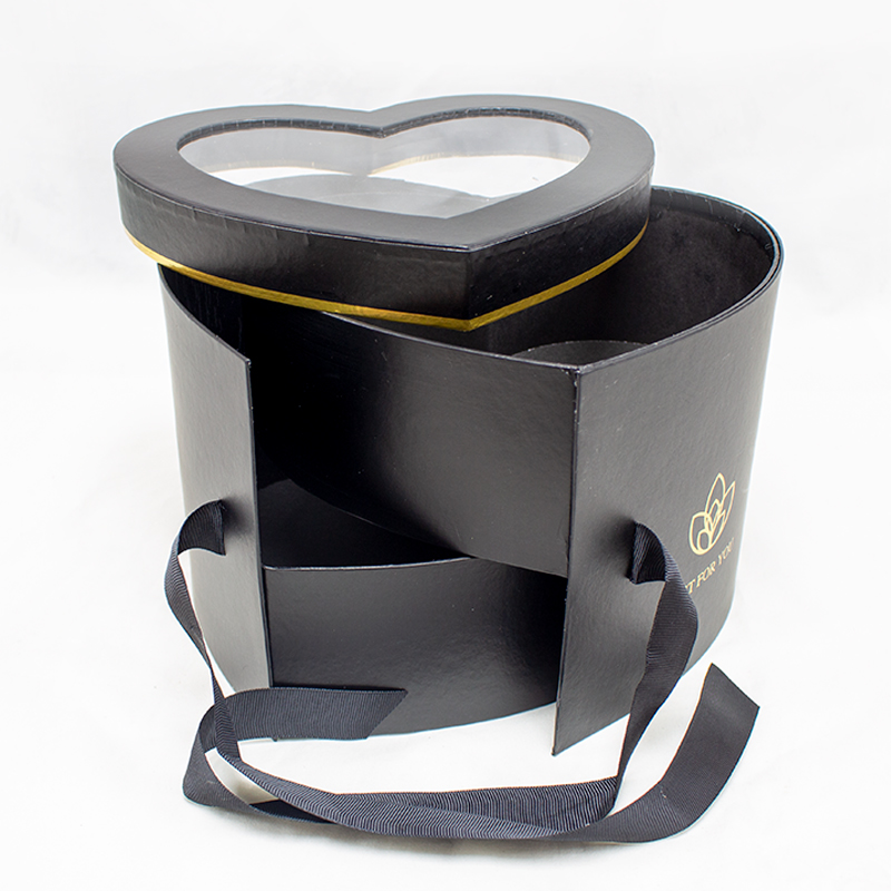 Flower Box Coração de Abrir 23cm Preta