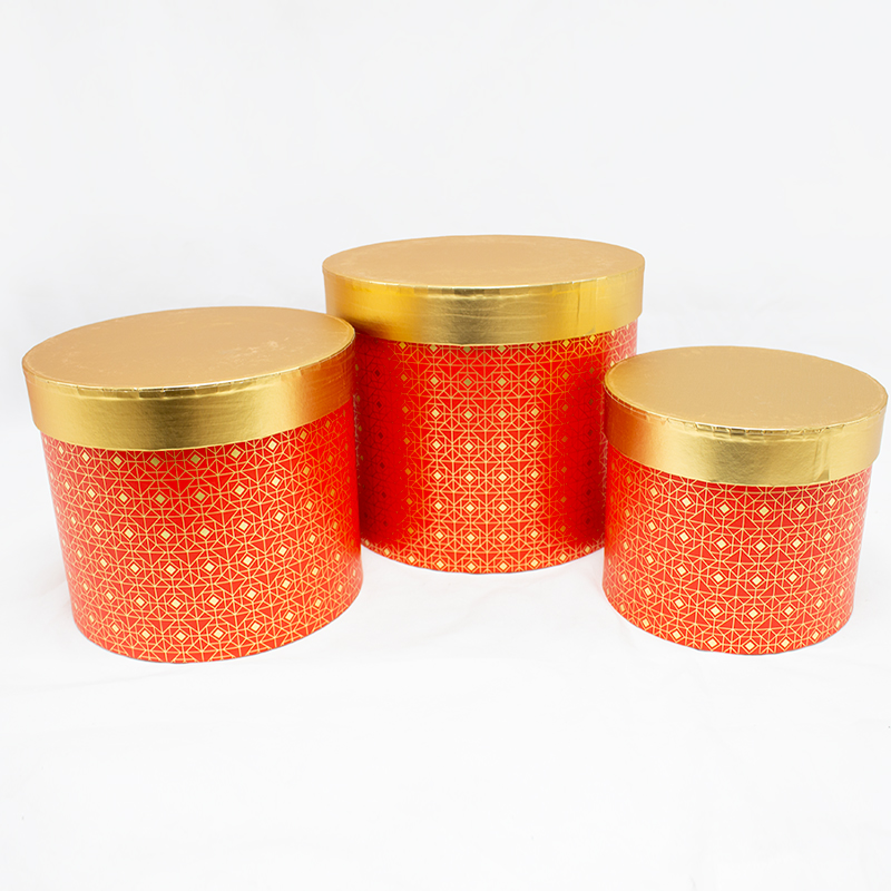 Flower Box Cil.19.5cm Quadrados Dourados  ( 3 Un)